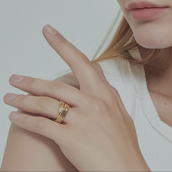 LAST2 Gold Plated Snake Herringbone Soft Chain Wrap Ring - Picture 5 of 13